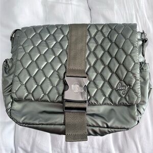 Lug Quilted Silver Messenger Bag